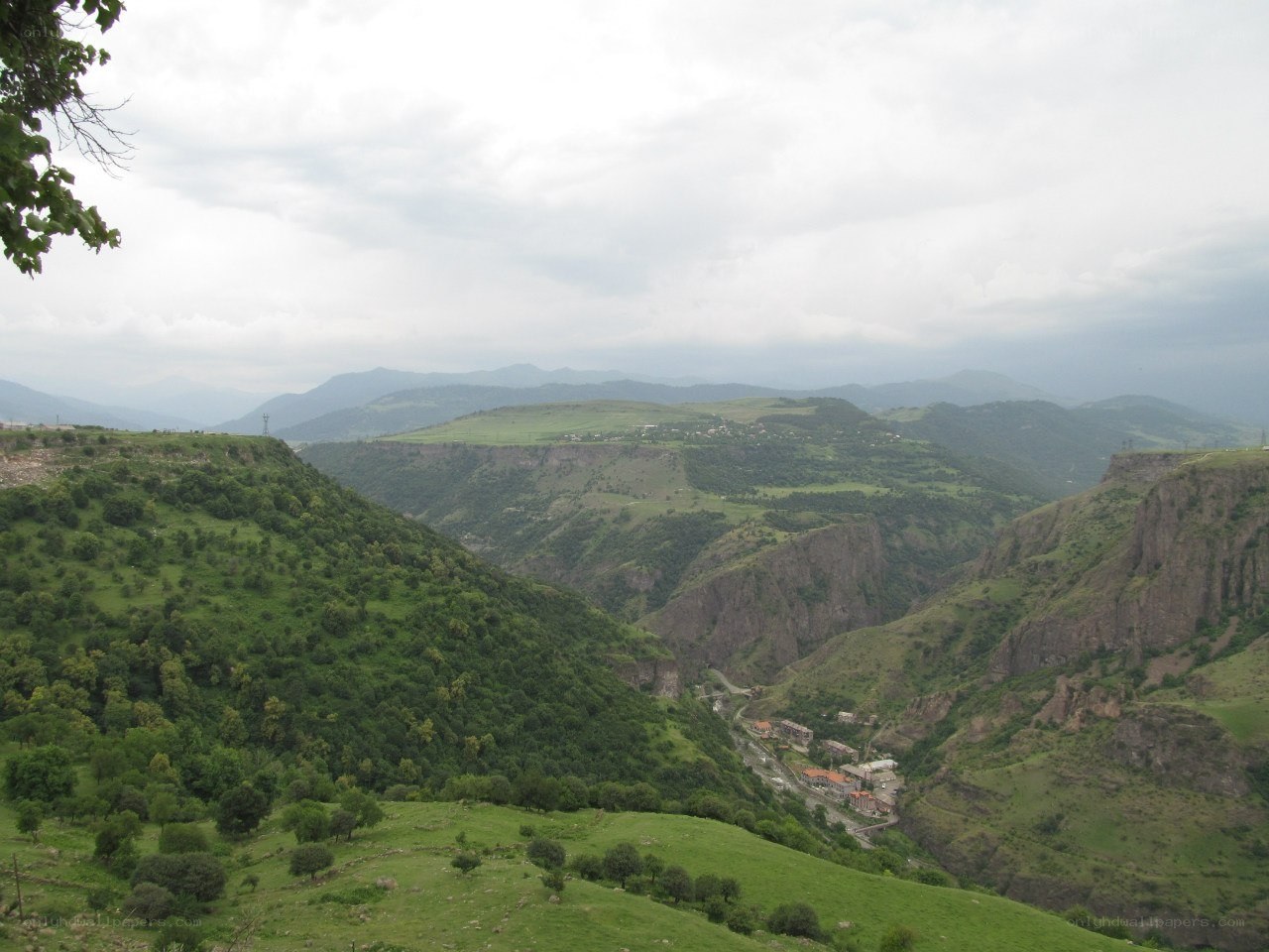 Green valley with mountains