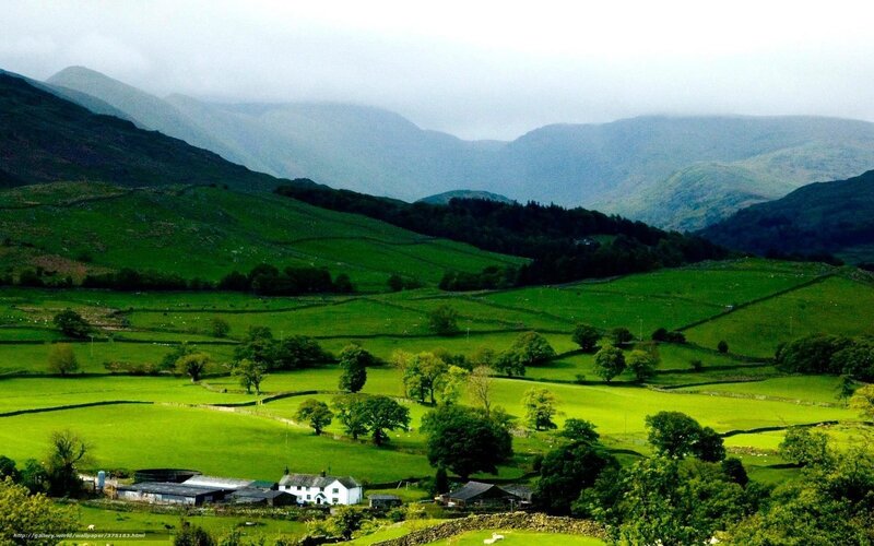 Green valley with mountains