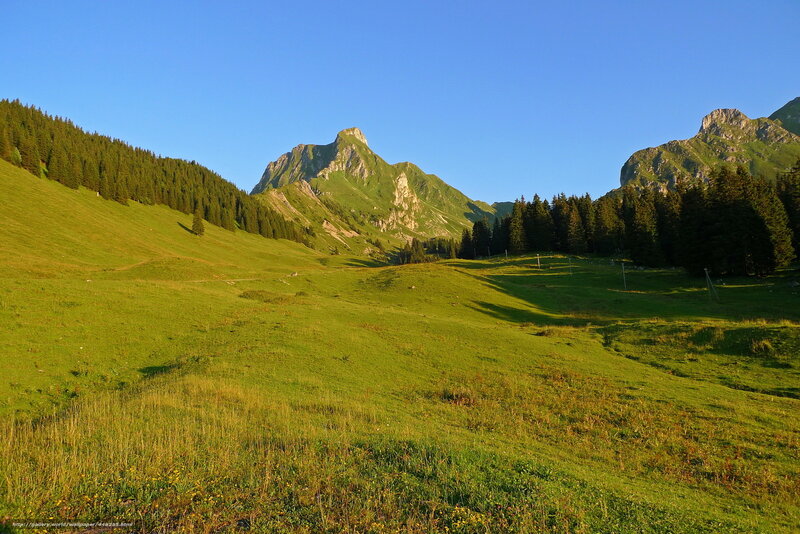 Green valley with mountains