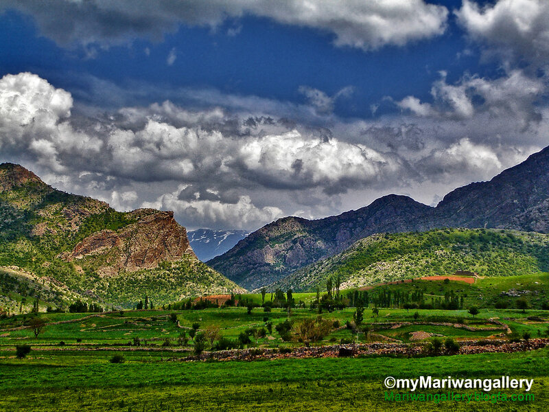 Green Valley with Mountains — Dramatic, Afternoon, Photograph, Clouds, Fields