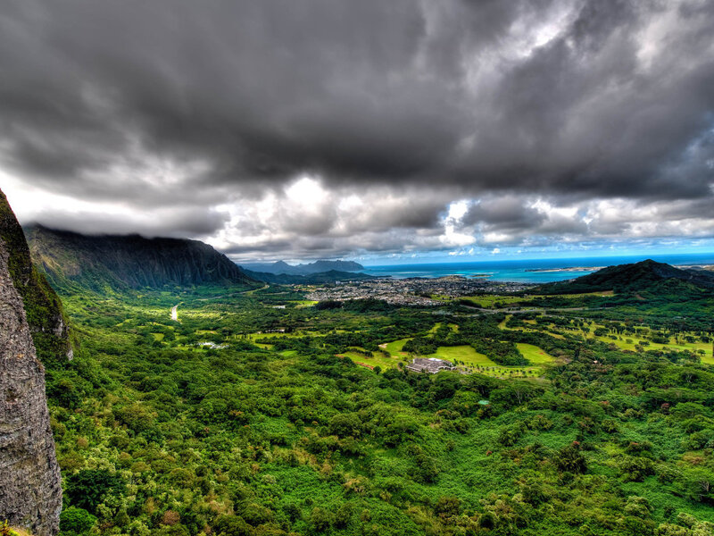 Green Valley with Mountains — Dramatic, Afternoon