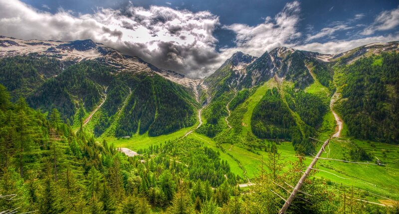 Green Valley with Mountains — Dramatic, Summer