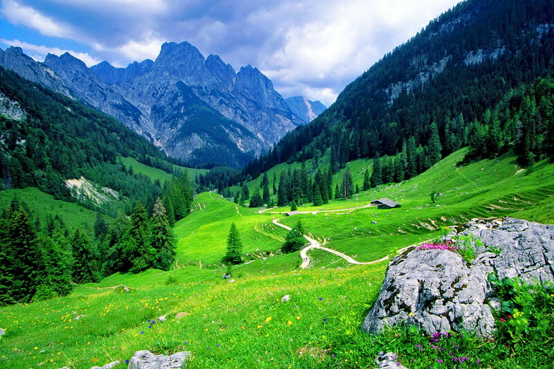 Green Valley with Mountains — Serene, Summer