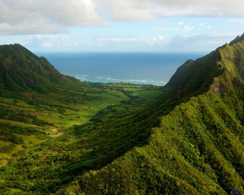 Green Valley with Ocean — Serene