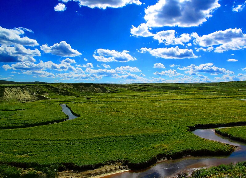 Green Valley with River — Blue