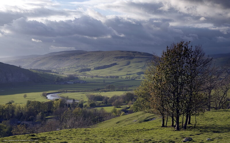 Green Valley with River — Dramatic