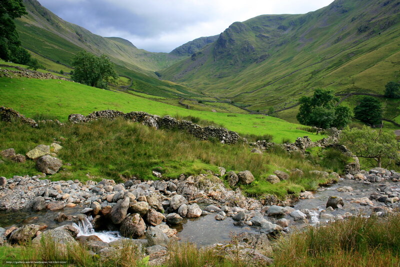 green valley with stream