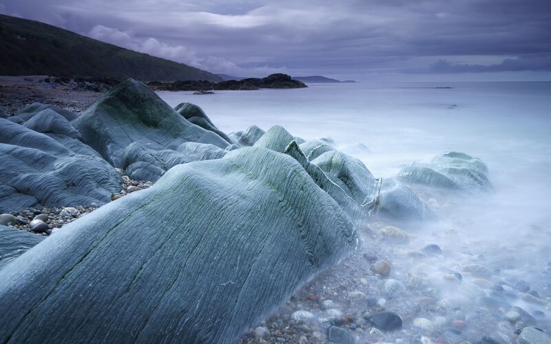 Green-veined Rocks on Beach
