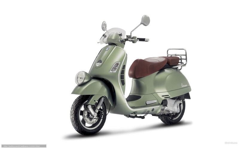 Green Vespa Scooter — Neutral, Photograph
