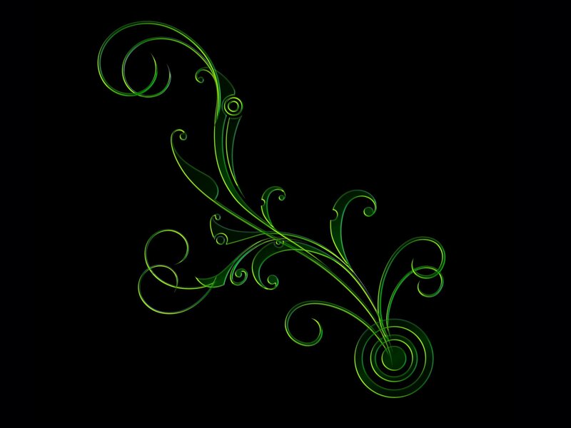 Green Vine Swirls — Minimalist, Digital Art