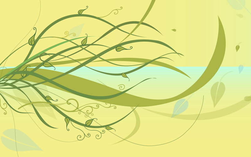 Green vines on yellow background