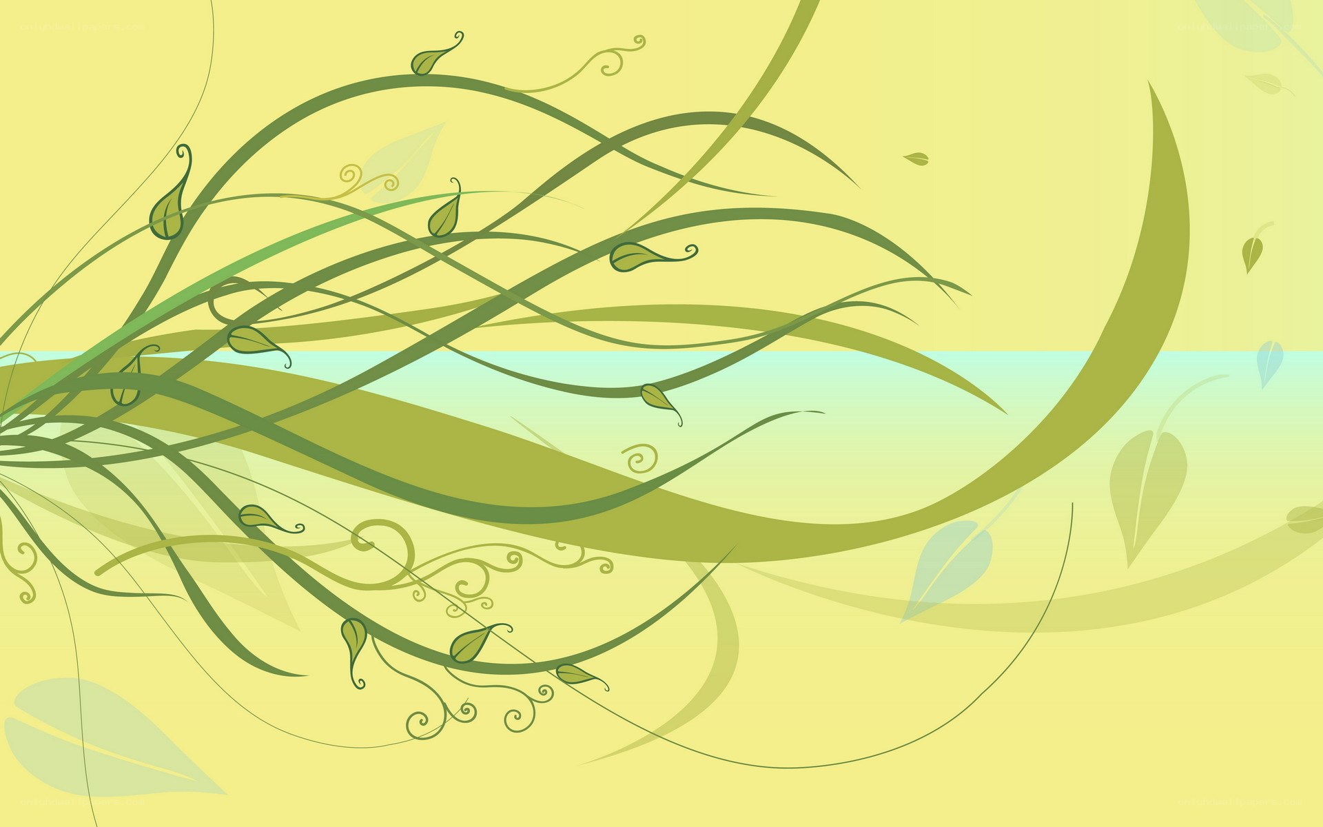 Green vines on yellow background