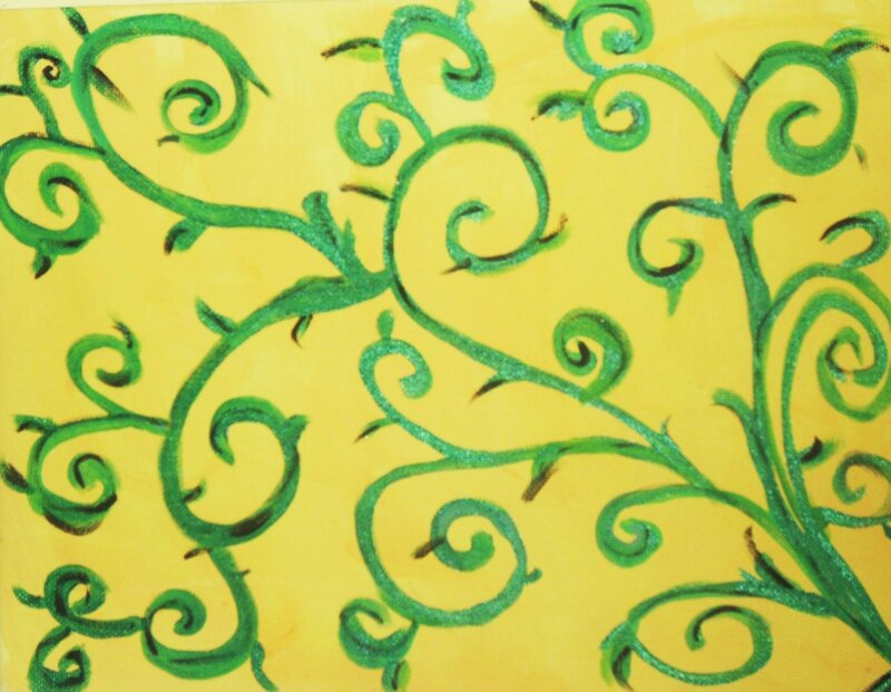 Green Vines on Yellow