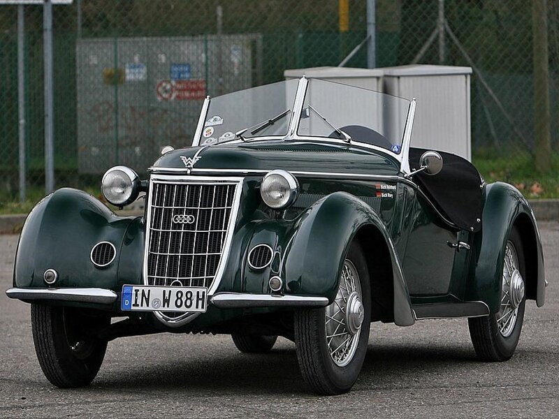 Green vintage Audi convertible