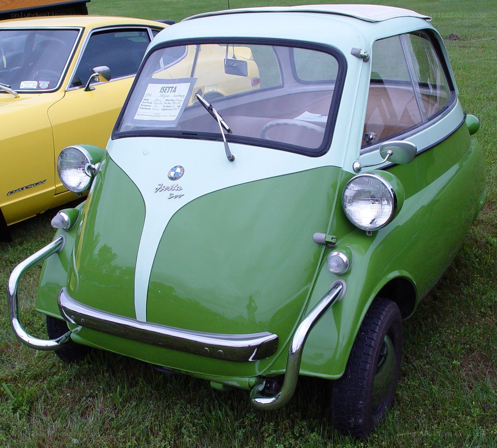 Green vintage BMW Isetta