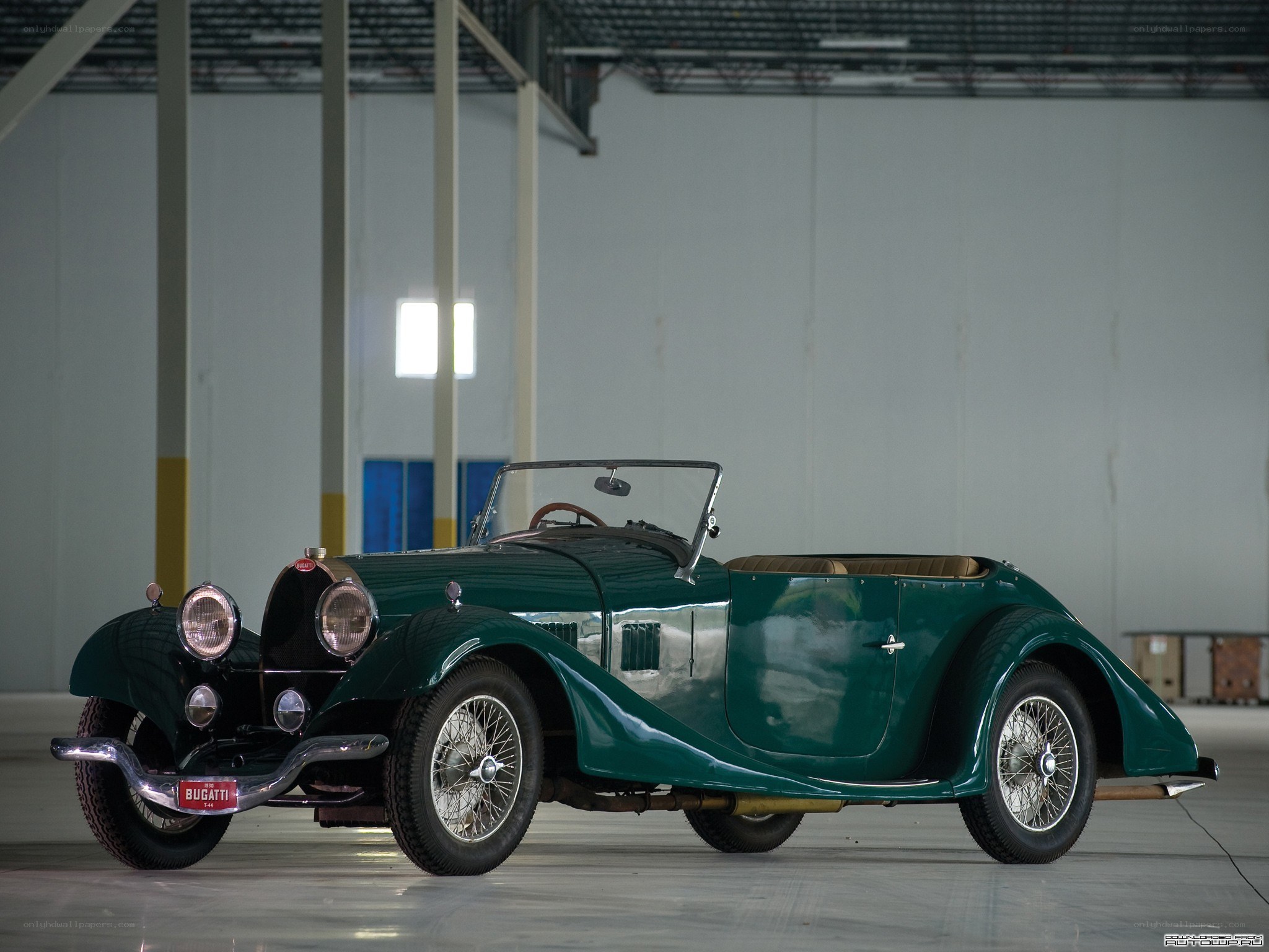 Green vintage Bugatti car