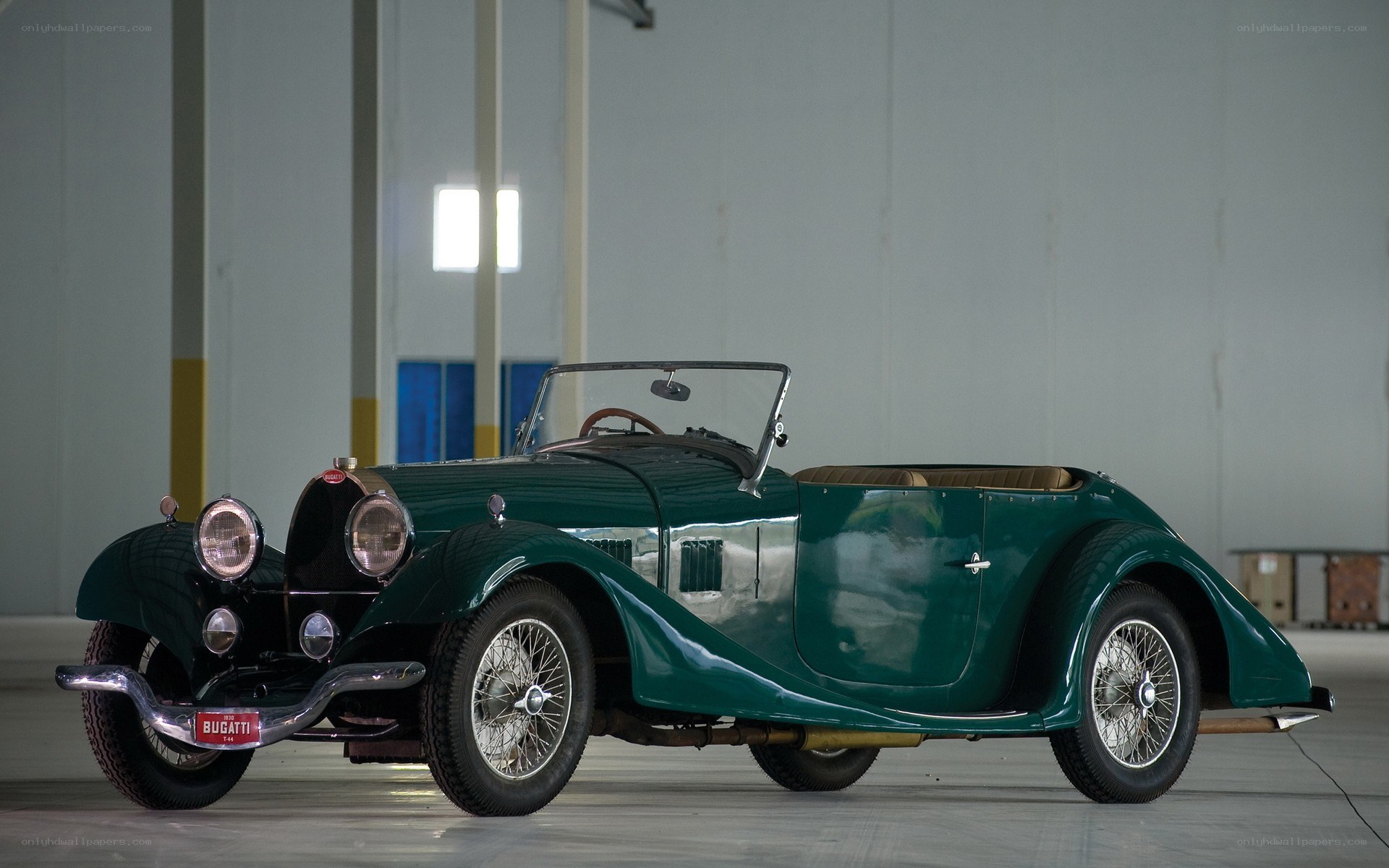 Green vintage Bugatti car