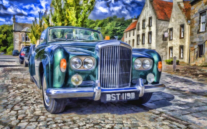 Green Vintage Car — Blue
