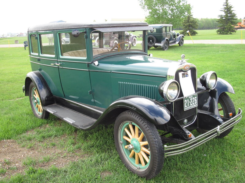 Green Vintage Car — Calm, Afternoon, Photograph, Grass, Trees