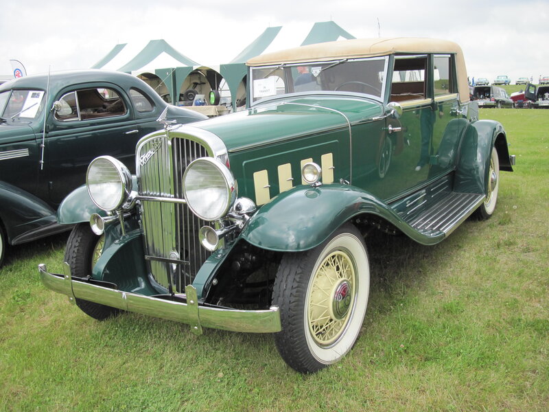 Green Vintage Car — Calm, Afternoon, Photograph, Tent