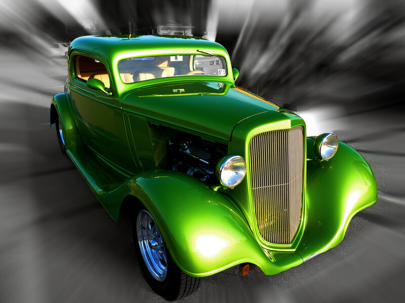 Green Vintage Car — Dramatic
