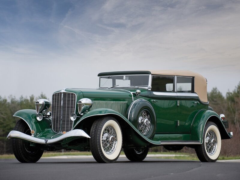 Green Vintage Car — Serene, Afternoon, Photograph, Trees, Sky, Beige