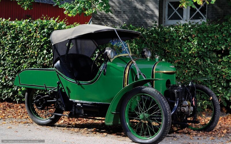 Green Vintage Car — Serene, Autumn, Photograph, Hedge