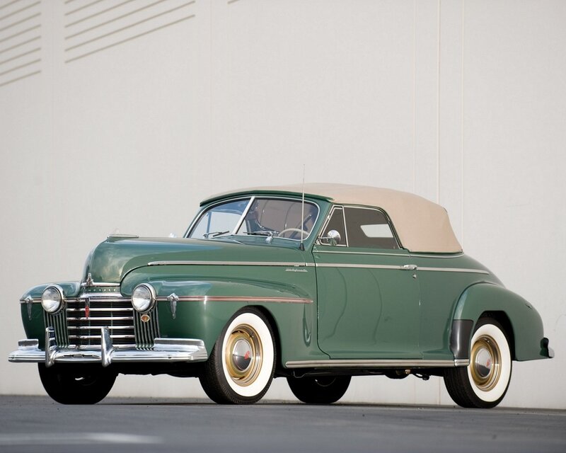 Green Vintage Convertible — Calm, Afternoon, Photograph, Beige Soft Top