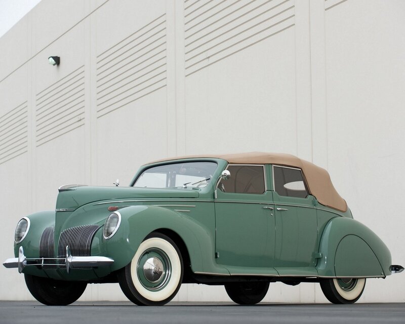 Green vintage convertible car