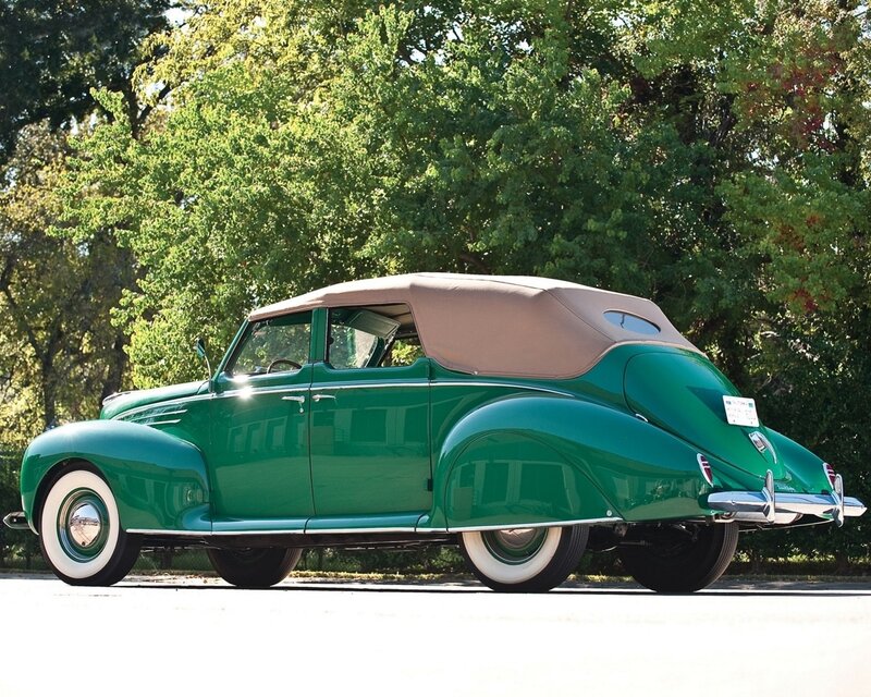 Green vintage convertible car