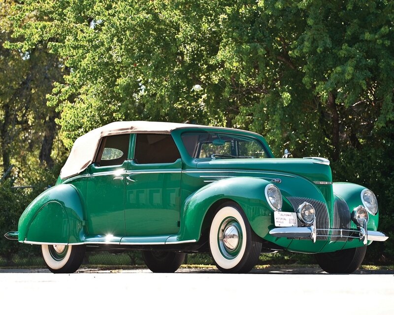 Green vintage convertible car