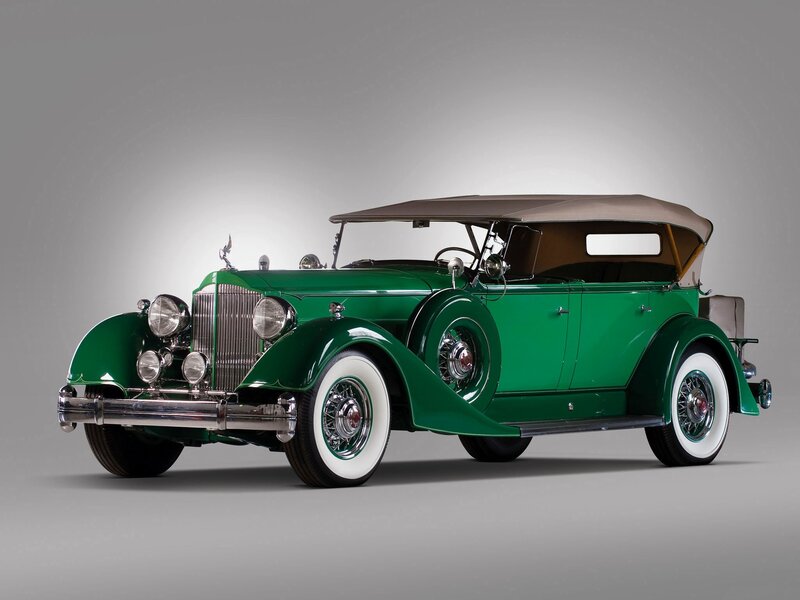Green vintage convertible car