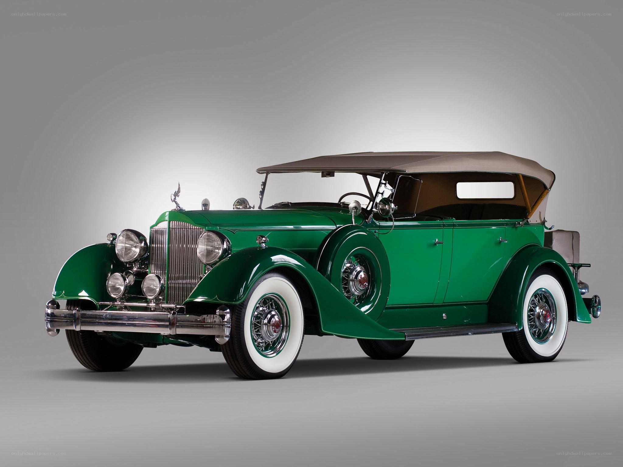 Green vintage convertible car