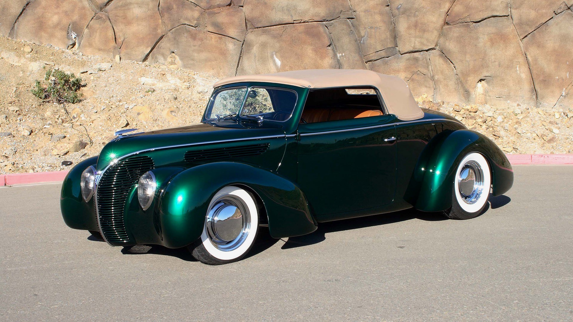 green vintage convertible car