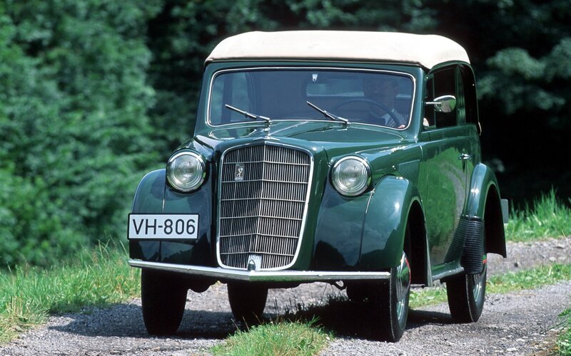 Green vintage convertible car