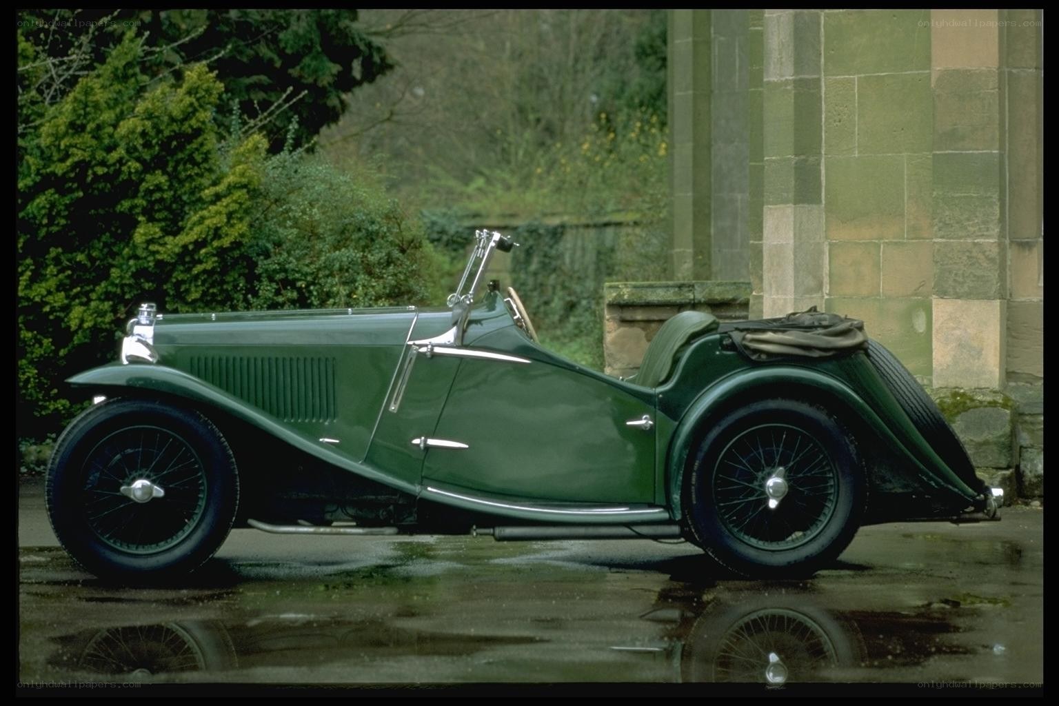 Green vintage convertible car