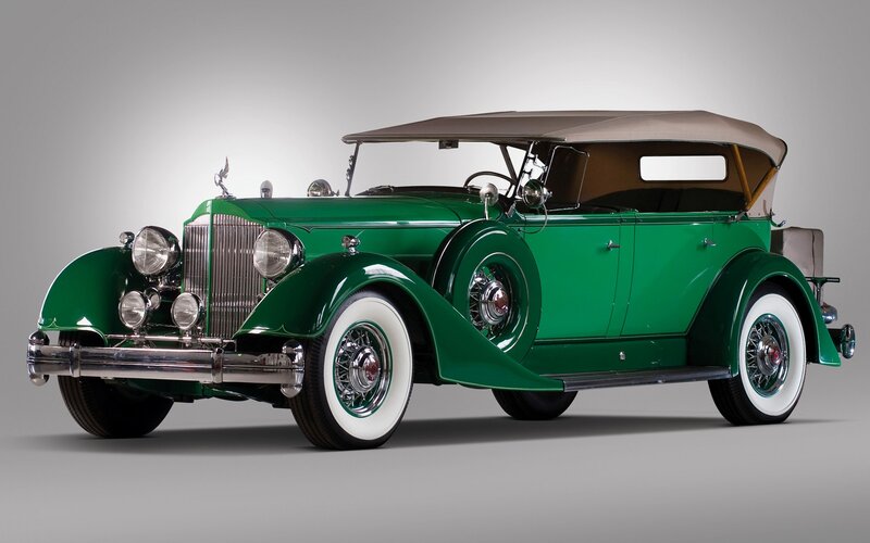 Green vintage convertible car