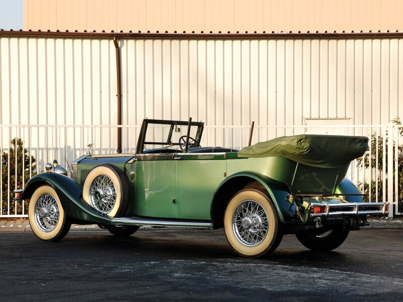 Green vintage convertible car