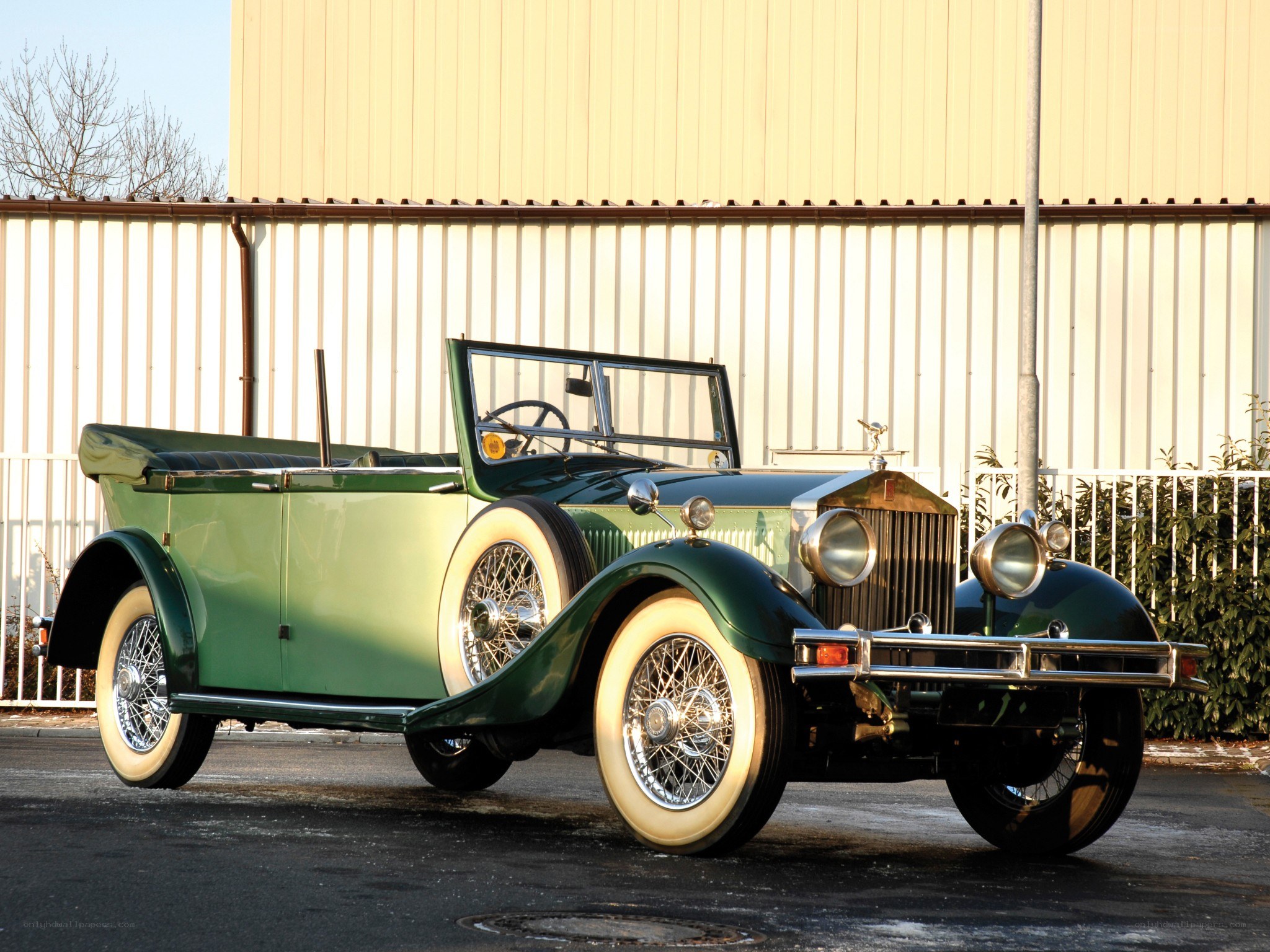 Green vintage convertible car