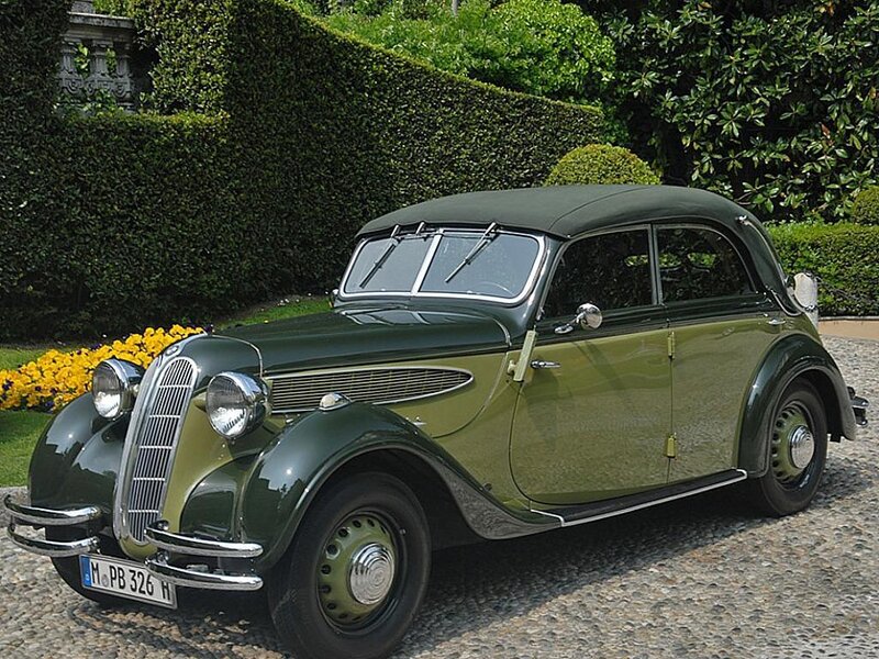 Green vintage convertible car