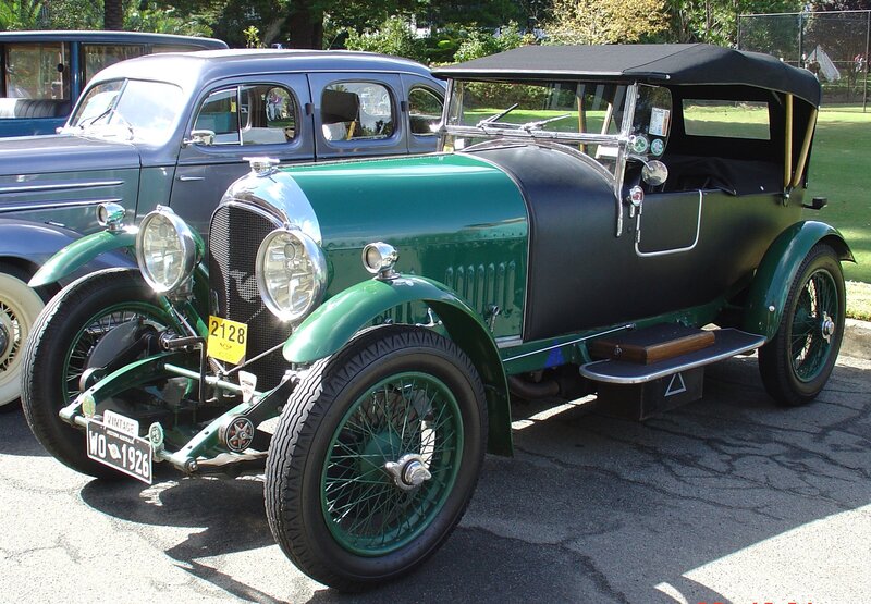 Green vintage convertible car