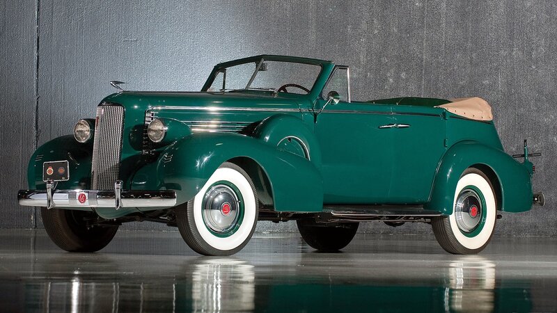 Green vintage convertible car