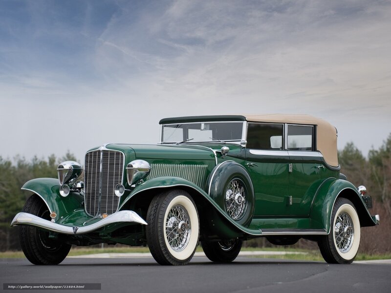 Green vintage convertible car