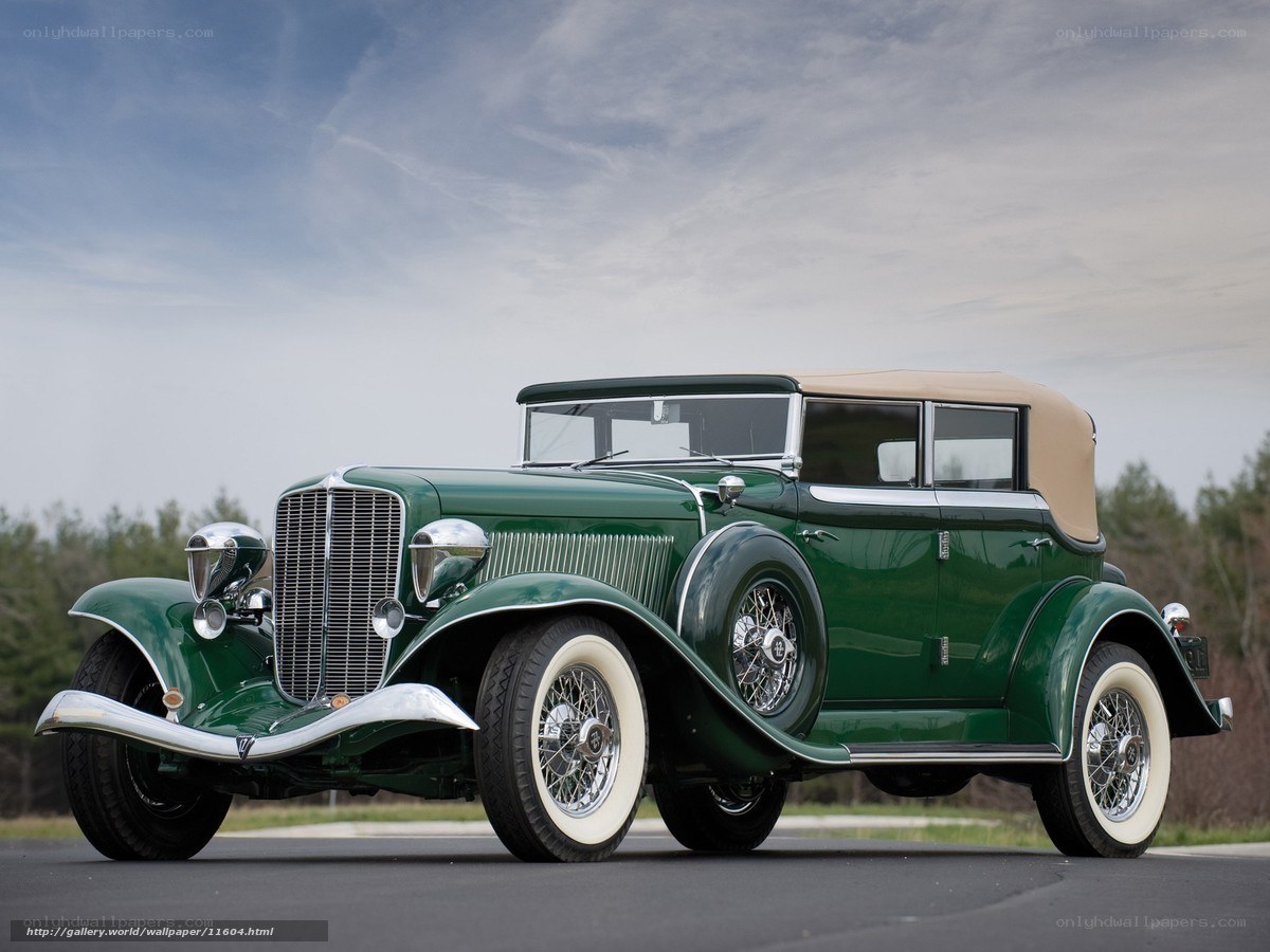 Green vintage convertible car