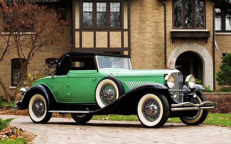 Green Vintage Convertible — Serene, Autumn, Photograph, Car