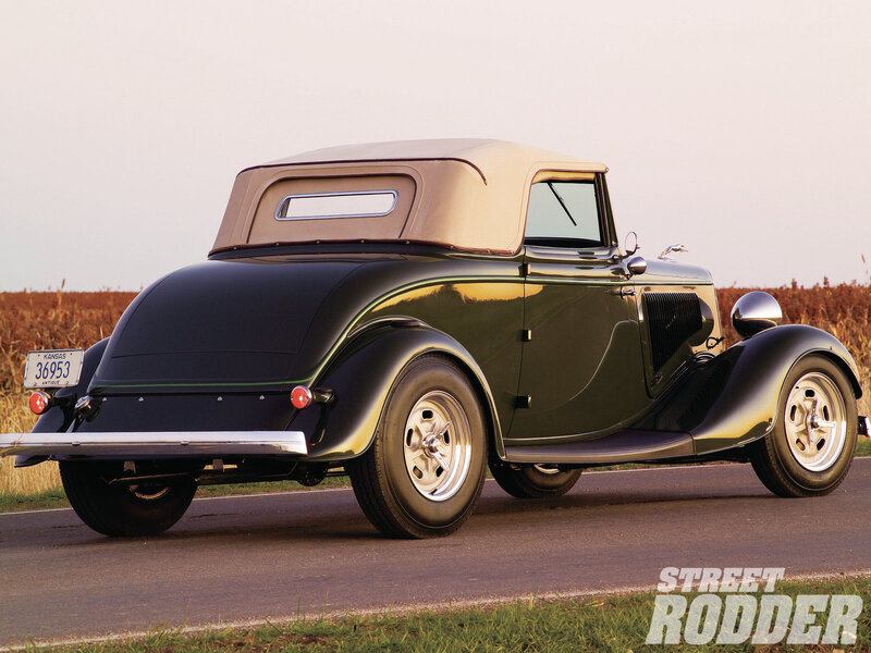 Green Vintage Convertible — Serene, Sunset