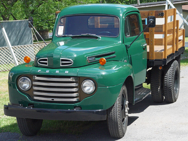 Green vintage Ford truck
