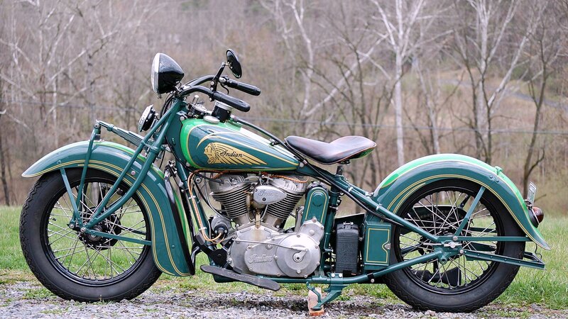 Green Vintage Indian Motorcycle