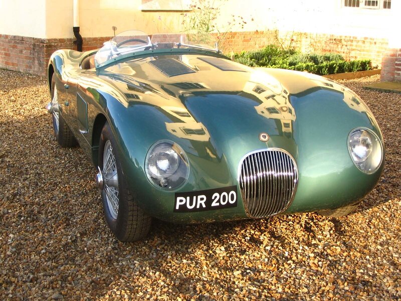 Green vintage Jaguar sports car