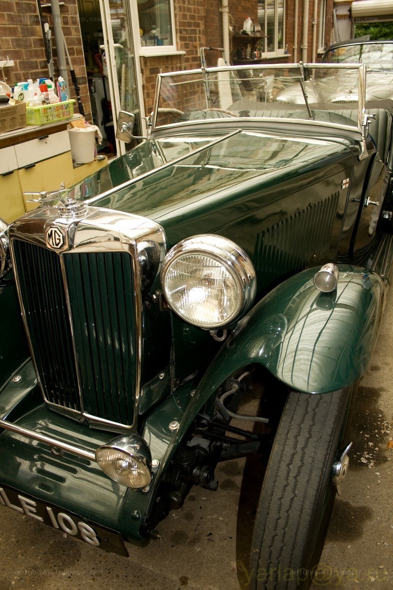 Green vintage MG car